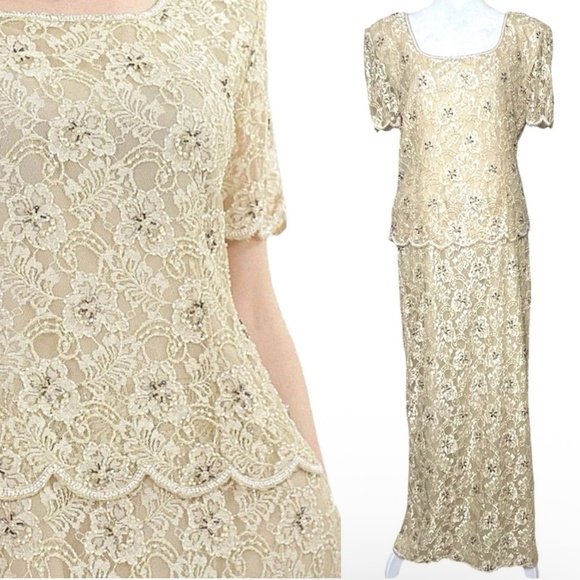 Stenay Dresses & Skirts - Vintage Stenay 80's Champagne Beaded Gown Size P10